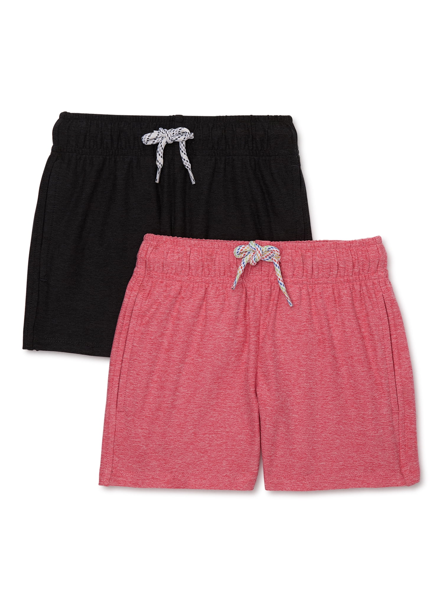 Athletic Works Girls Super Soft Performance Gym Shorts, 2-Pack, Sizes ...