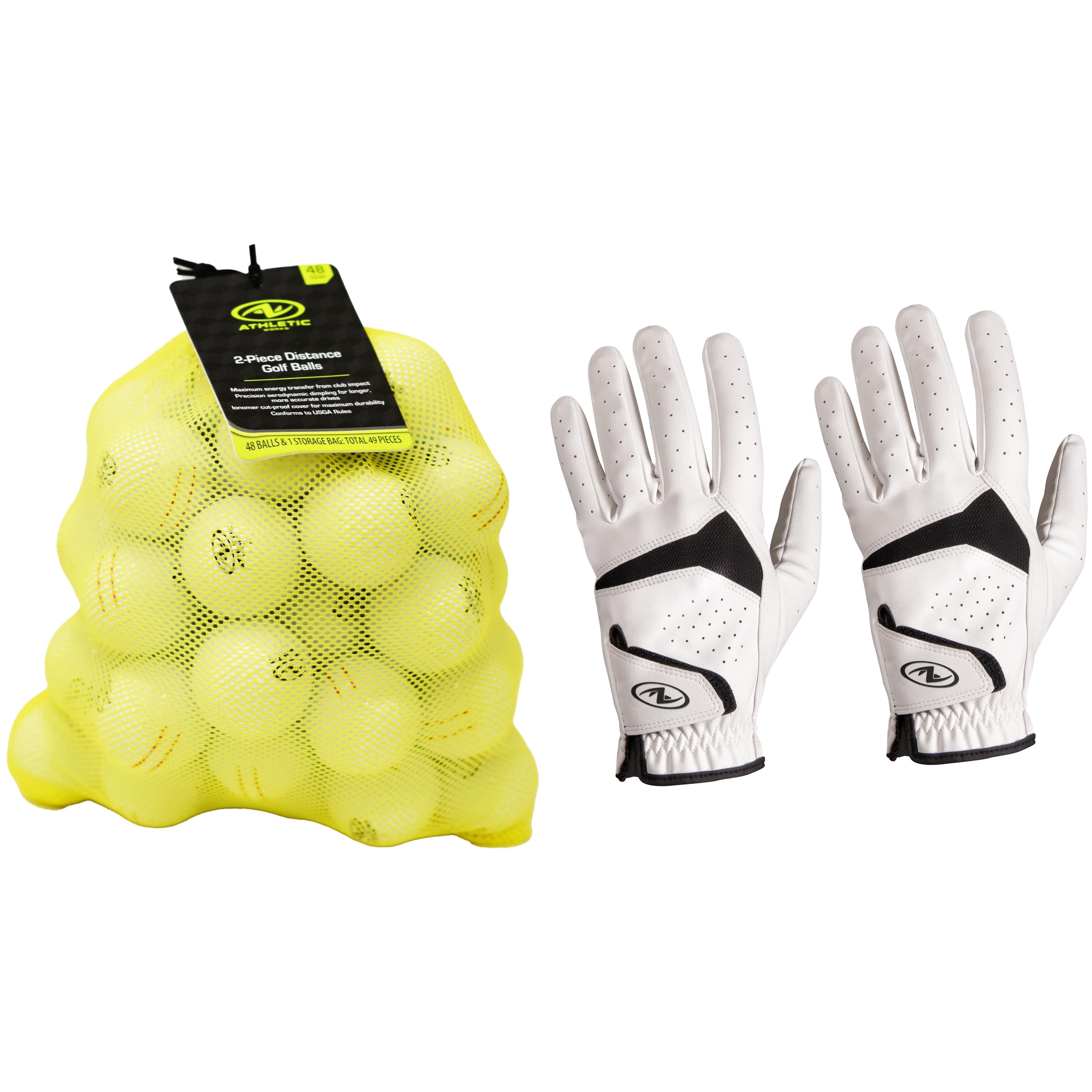 Athletic Works Golf Essentials Bundle (48 Balls + 2 XL Gloves)