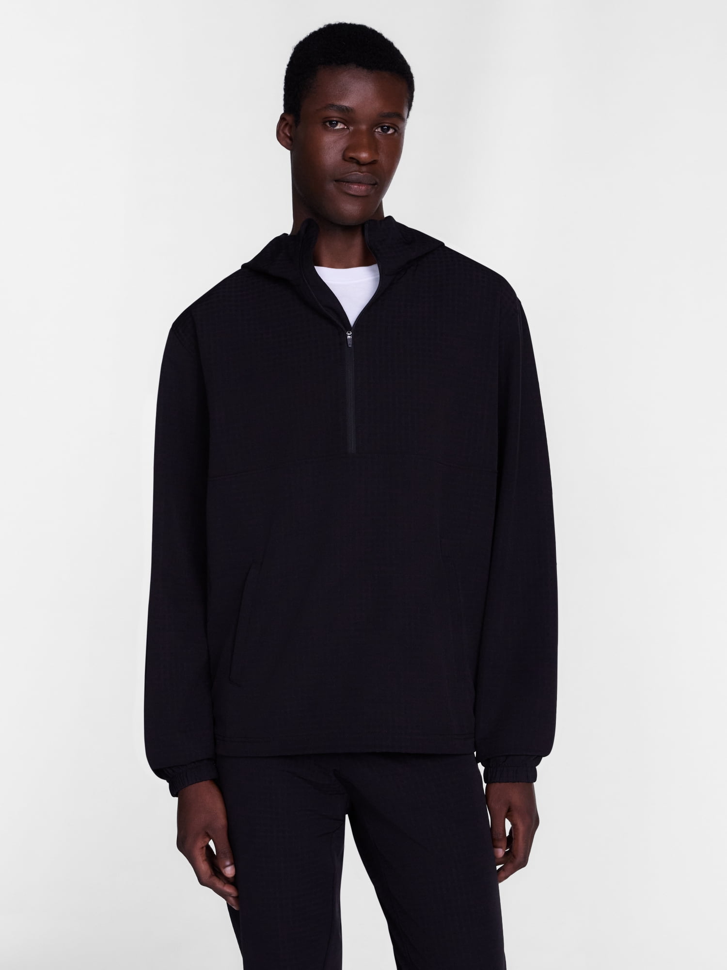 Athletic Works Men's Grid Textured Fleece Half Zip Hoodie Pullover, Sizes XS-4XLT