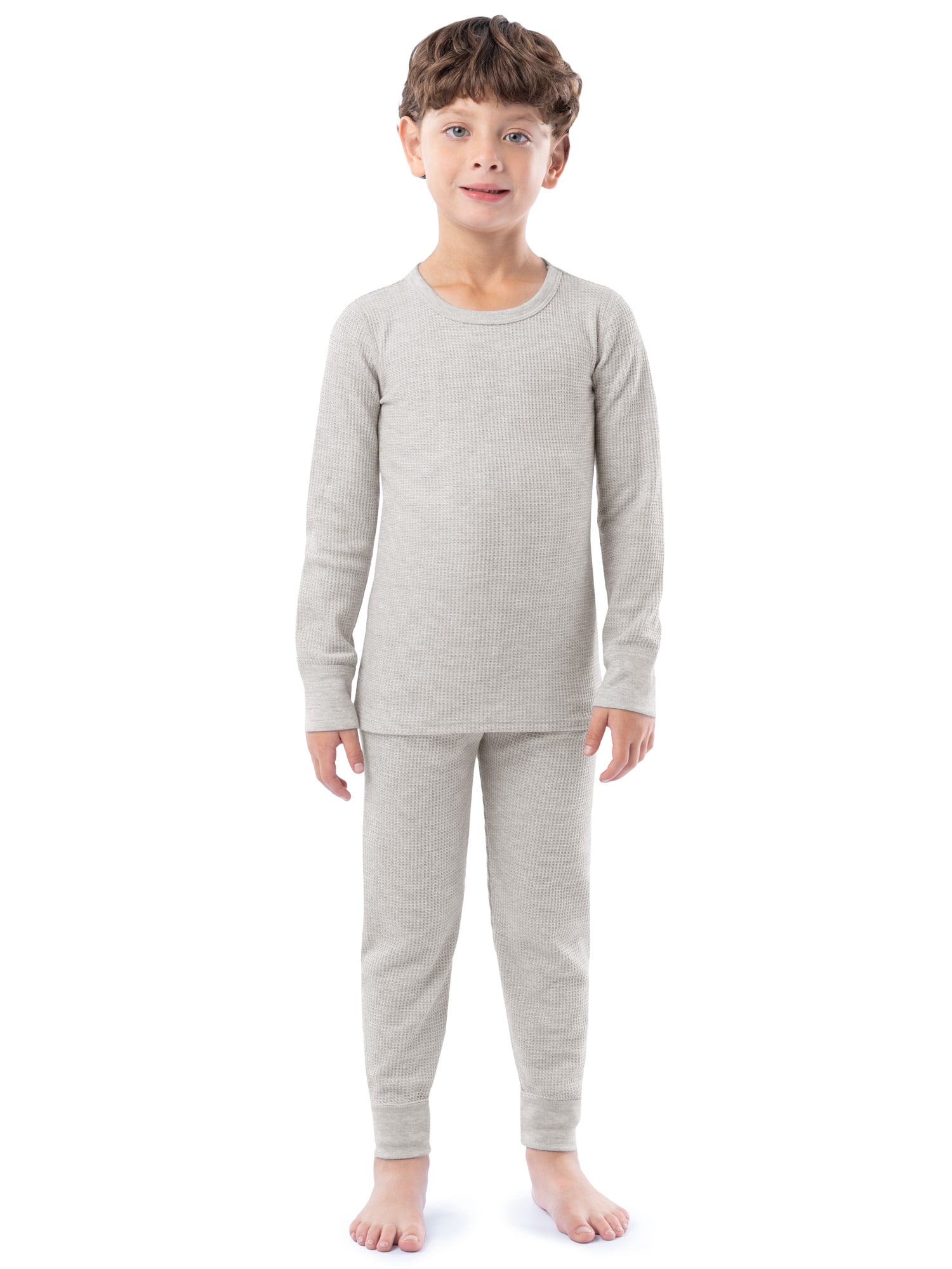 Athletic Works Boy's & Girl's Waffle Thermal Underwear Crew Top & Bottom Set, Sizes XS-XXL