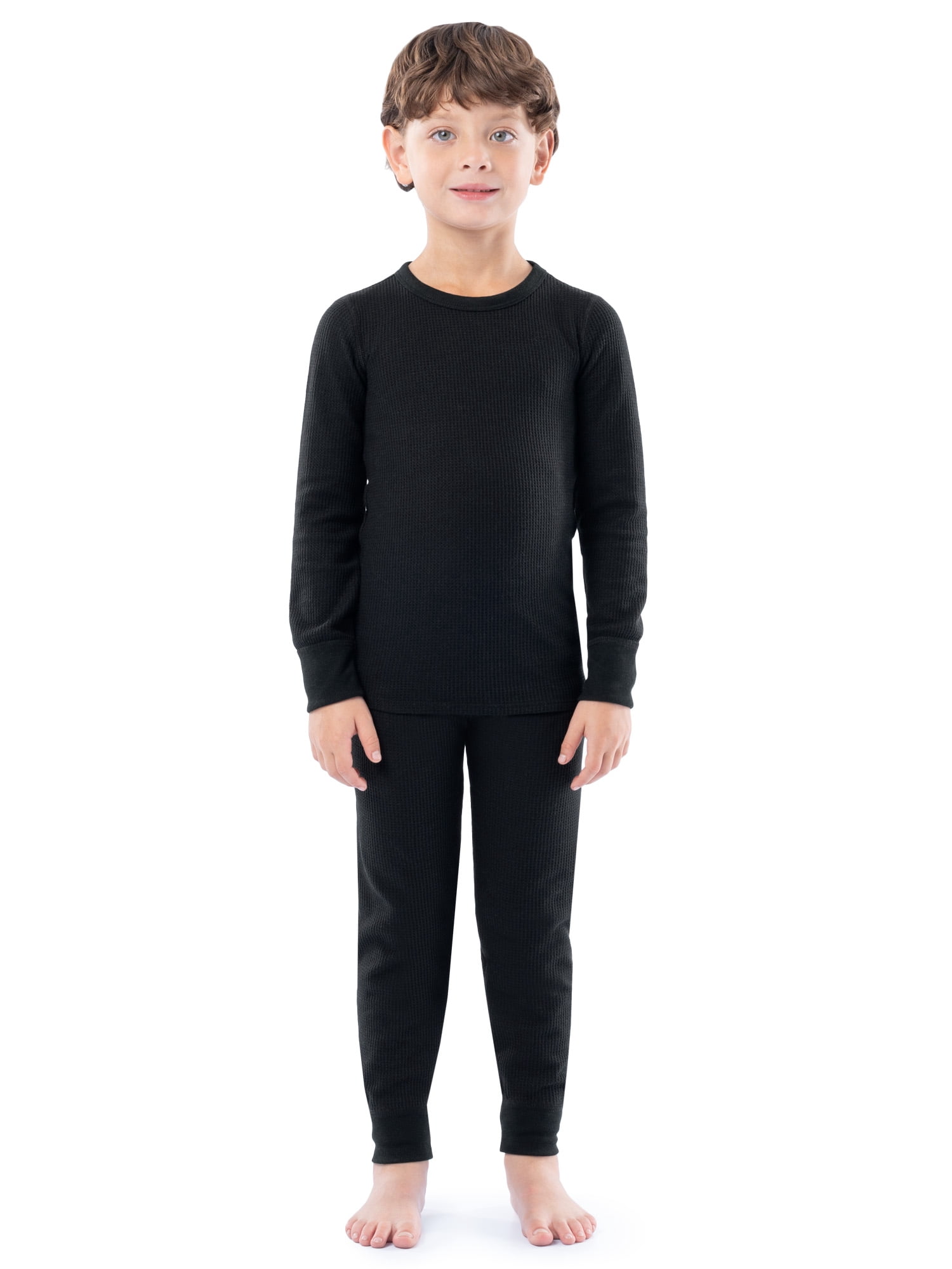 Athletic Works Boy's & Girl's Waffle Thermal Underwear Crew Top & Bottom Set, Sizes XS-XXL