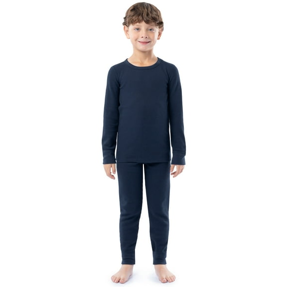 Athletic Works Boy's & Girl's Waffle Thermal Underwear Crew Top & Bottom Set, Sizes XS-XXL