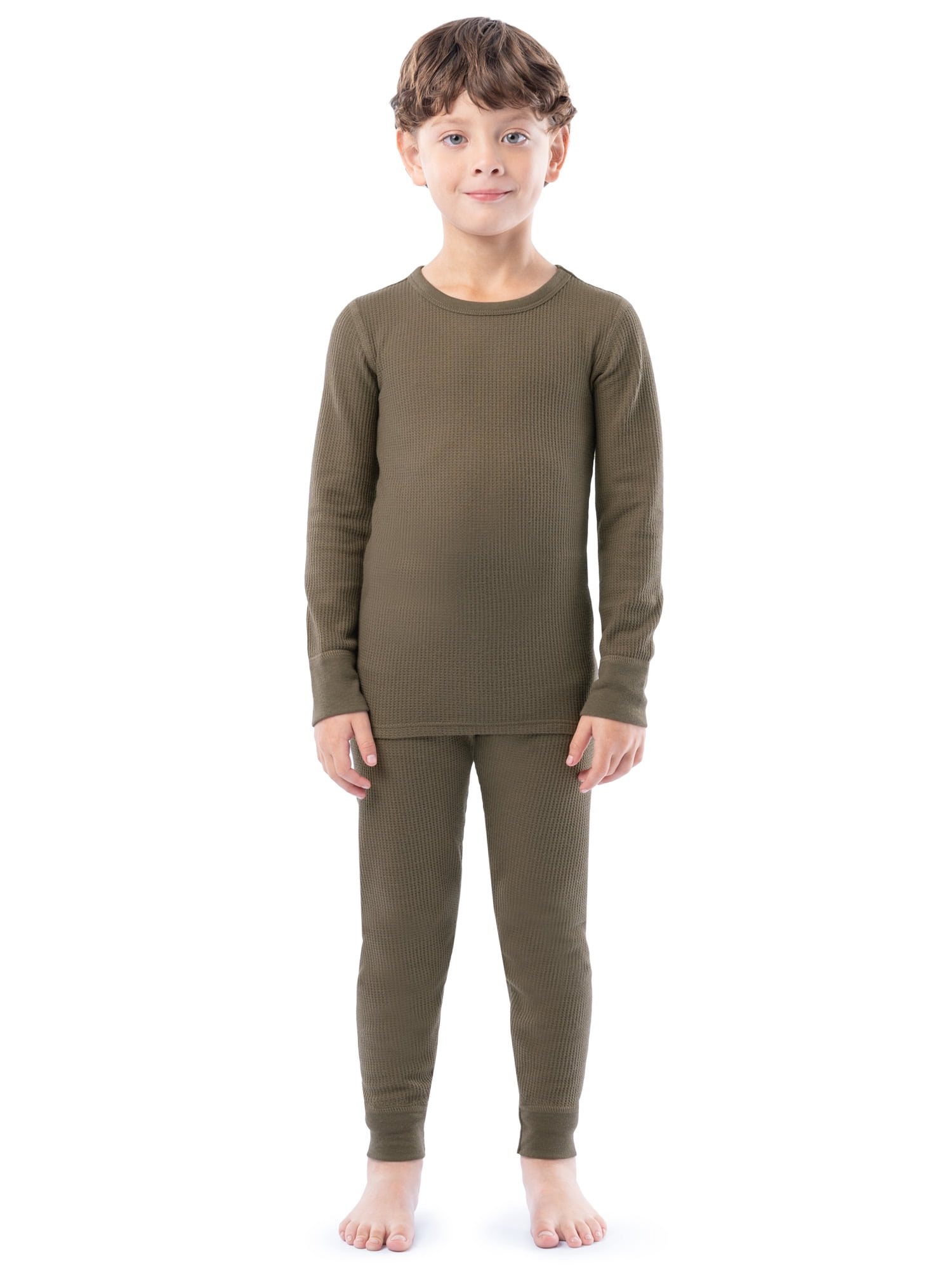 Athletic Works Boy's & Girl's Waffle Thermal Underwear Crew Top & Bottom Set, Sizes XS-XXL