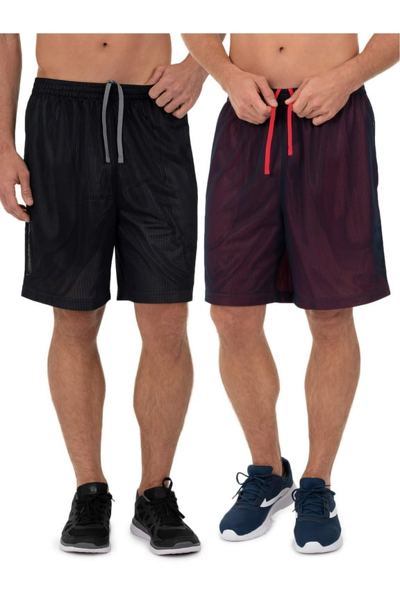 Men's 8" Active Grid Mesh Drawstring Shorts, 2-Pack, Sizes S-3XL