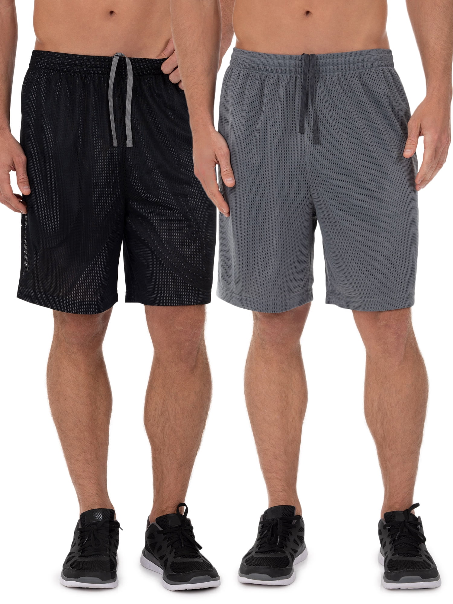 Athletic Works Men's 8 Active Grid Mesh Drawstring Shorts, 2-Pack, Sizes  S-3XL 
