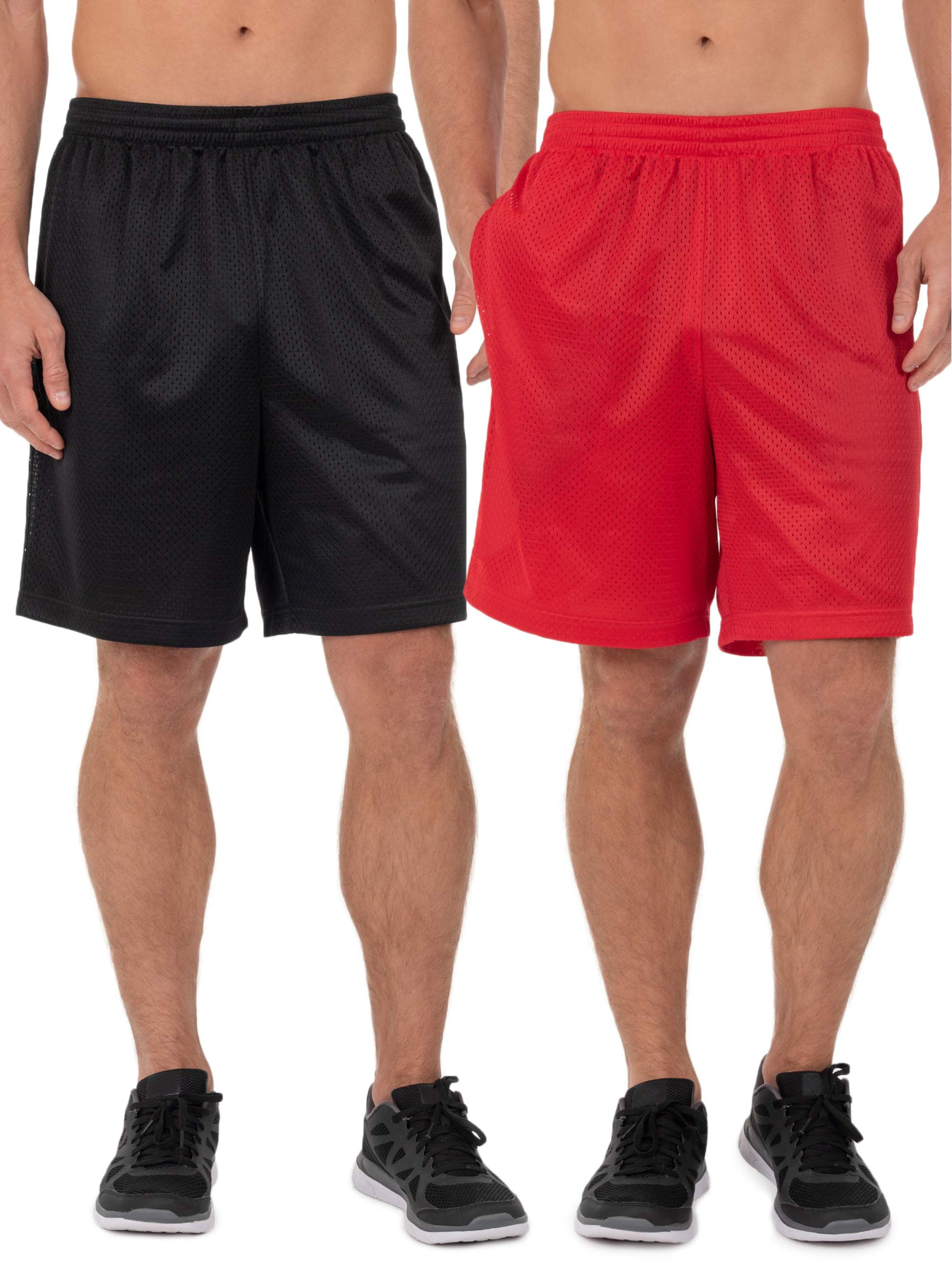 Athletic Works Men's 8" Active Ricehole Mesh Shorts, 2 Pack