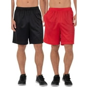 Athletic Works Men's 8" Active Ricehole Mesh Shorts, 2-Pack, up to 3XL
