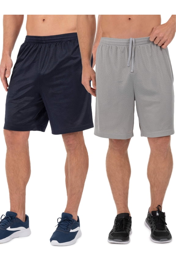 Men's 8" Active Ricehole Mesh Shorts, 2-Pack, up to 3XL