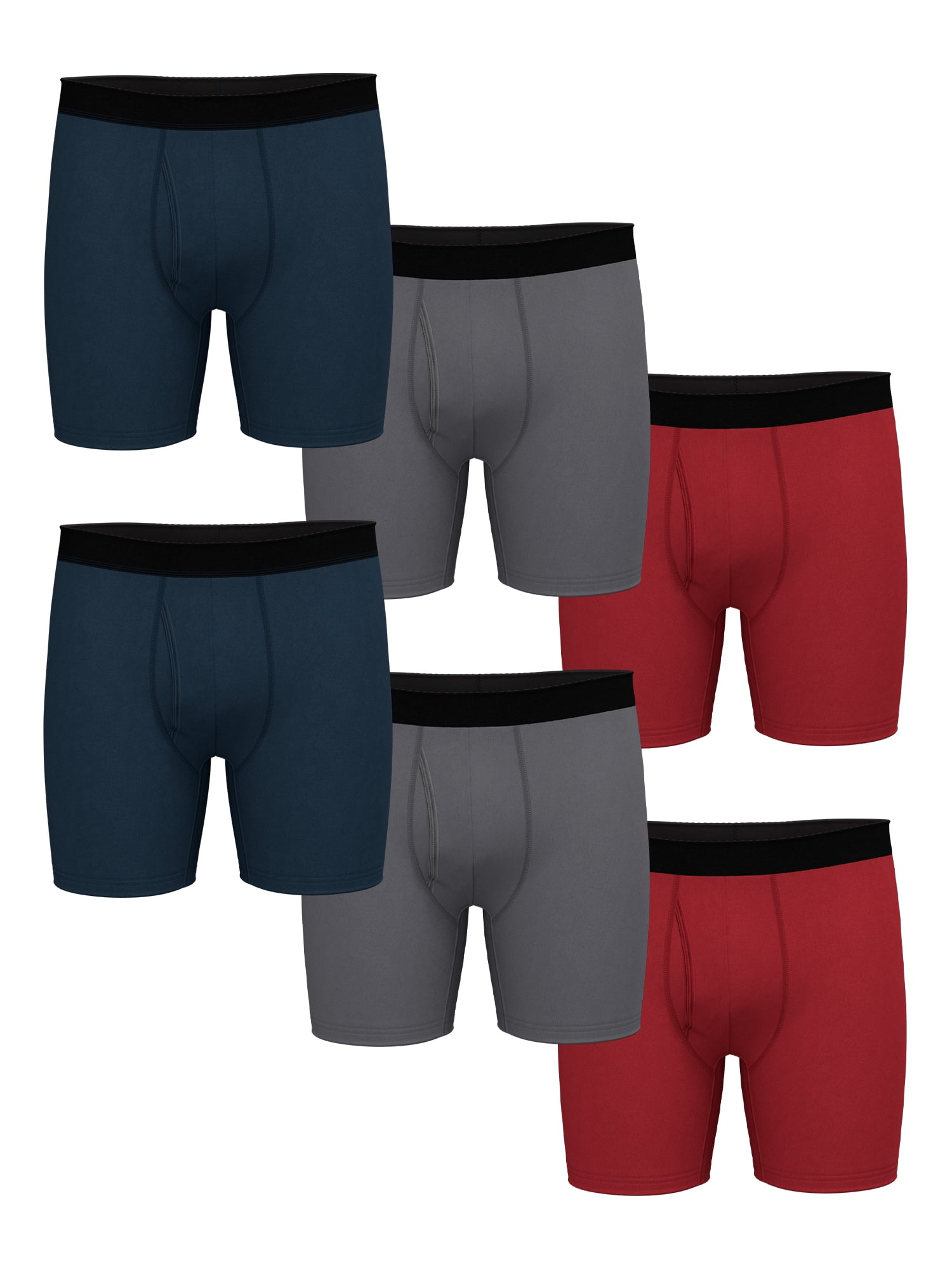 Athletic Works Men's Absorbs Moisture Cotton Boxer Brief, Multicolor (6 Pack)