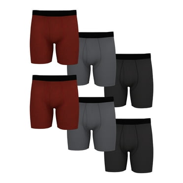 Athletic Works Men's Absorbs Moisture Polyester Boxer Briefs, Multicolor (6 Pack)