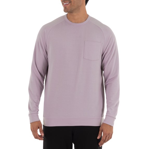 Athletic Works Men's Athleisure French Terry Crew Neck Pullover, up to Size XL