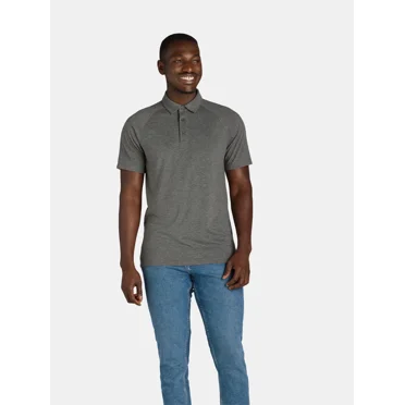 Athletic Works Men's & Big Men's Active Polo Shirt, Sizes S- 3XL