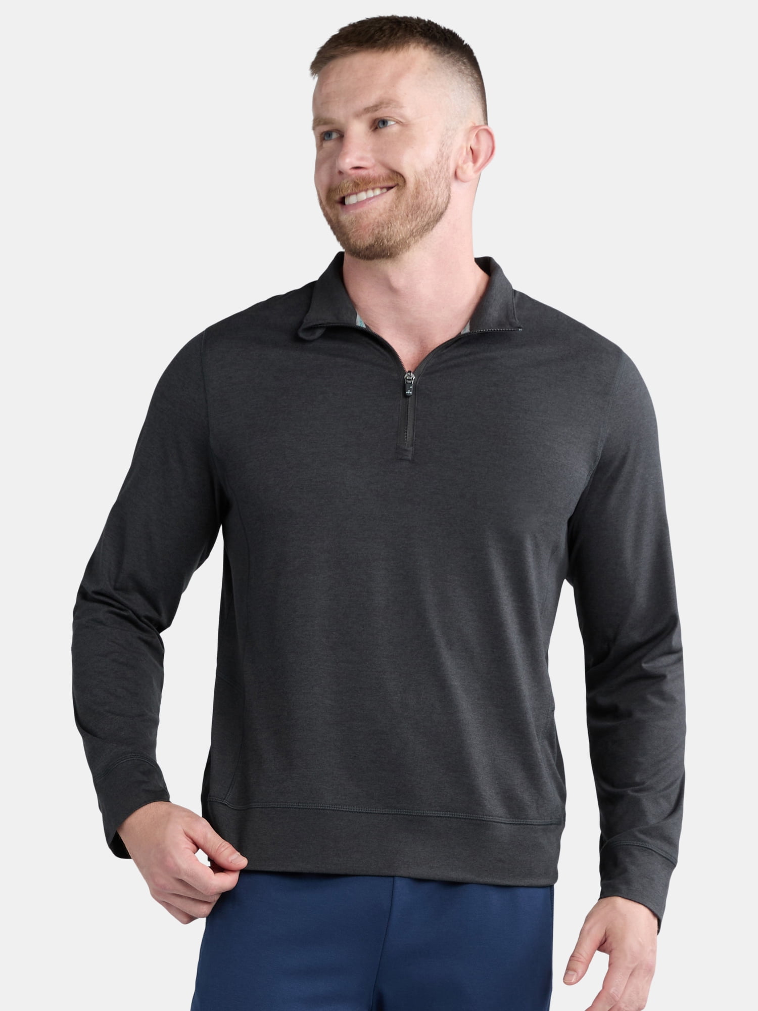 Athletic Works Men's and Big Men's ButterCore Soft Quarter-Zip Pullover Shirt, Sizes S-3XL