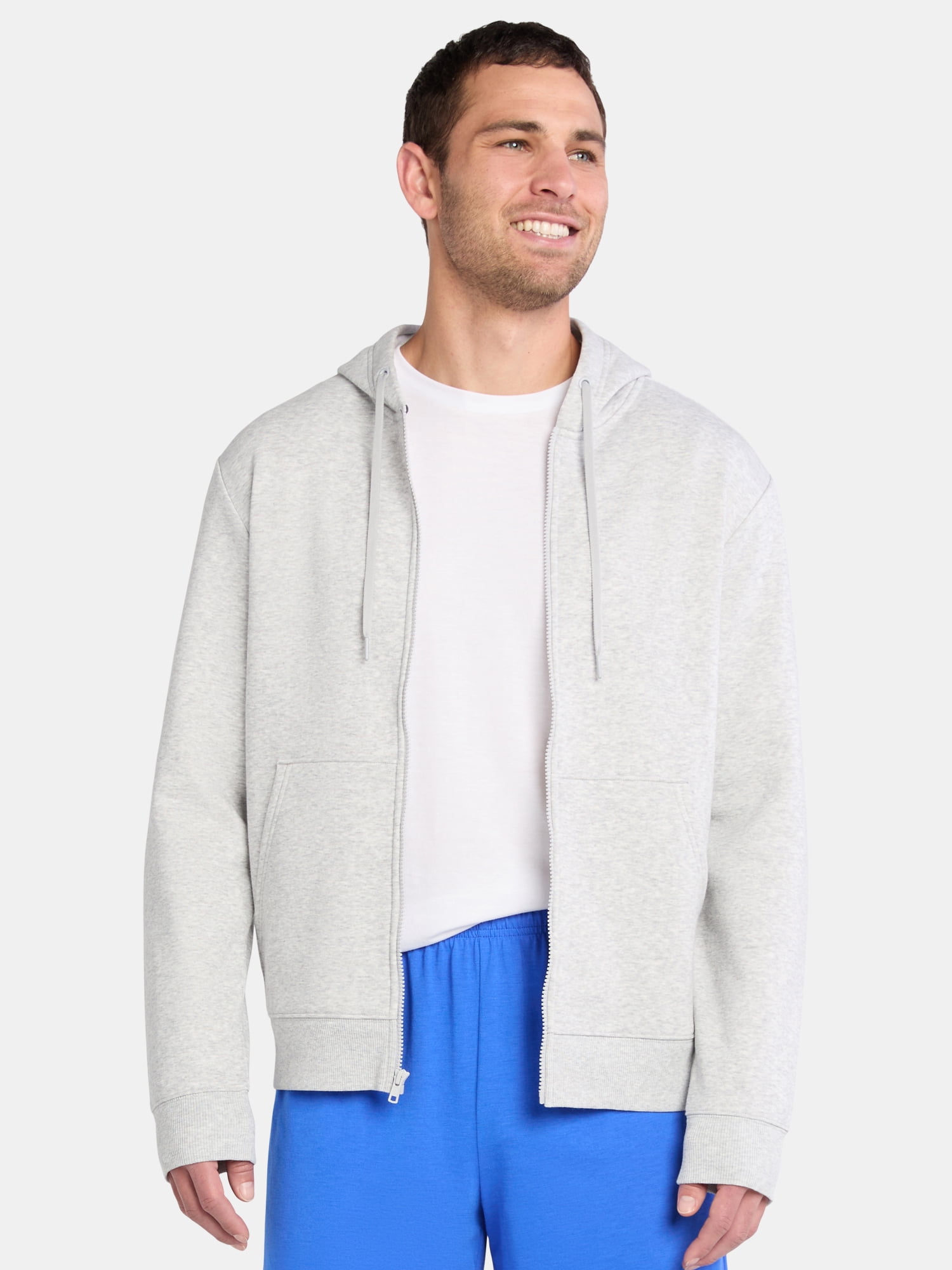 Athletic Works Men's and Big Men's Fleece Zip Hoodie Sweatshirt, Size S ...