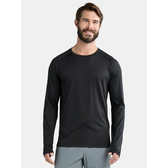 Athletic Works Men's & Big Men's Performance Tee with Long Sleeves, Sizes S-3XL