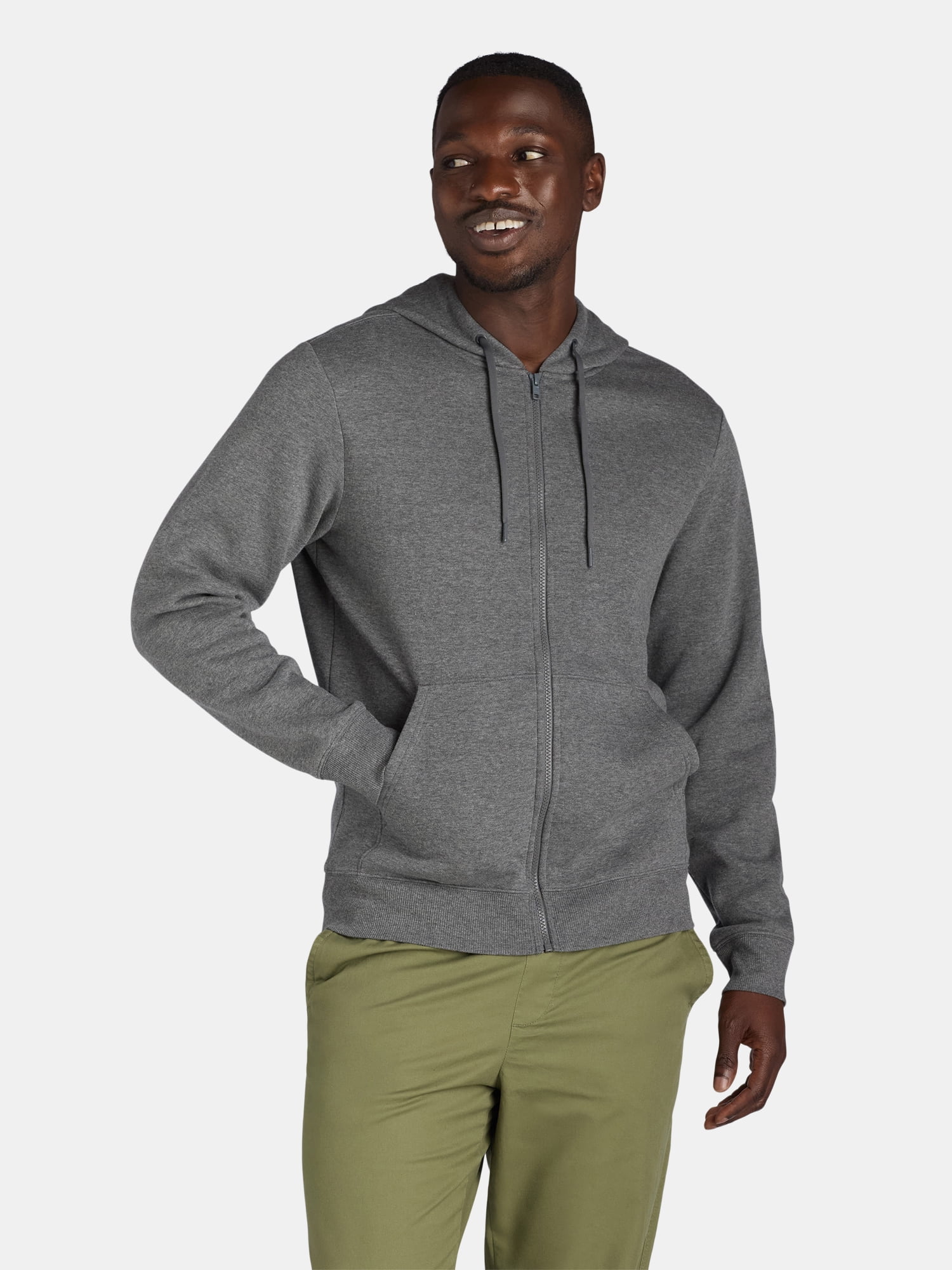Athletic Works Men's and Big Men's Zip Up Fleece Hoodie Sweatshirt, Sizes S-5XLT