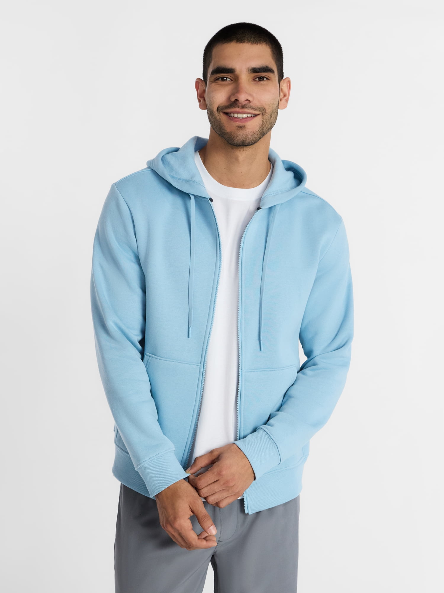 Athletic Works Men's and Big Men's Fleece Zip Hoodie Sweatshirt, Size S ...
