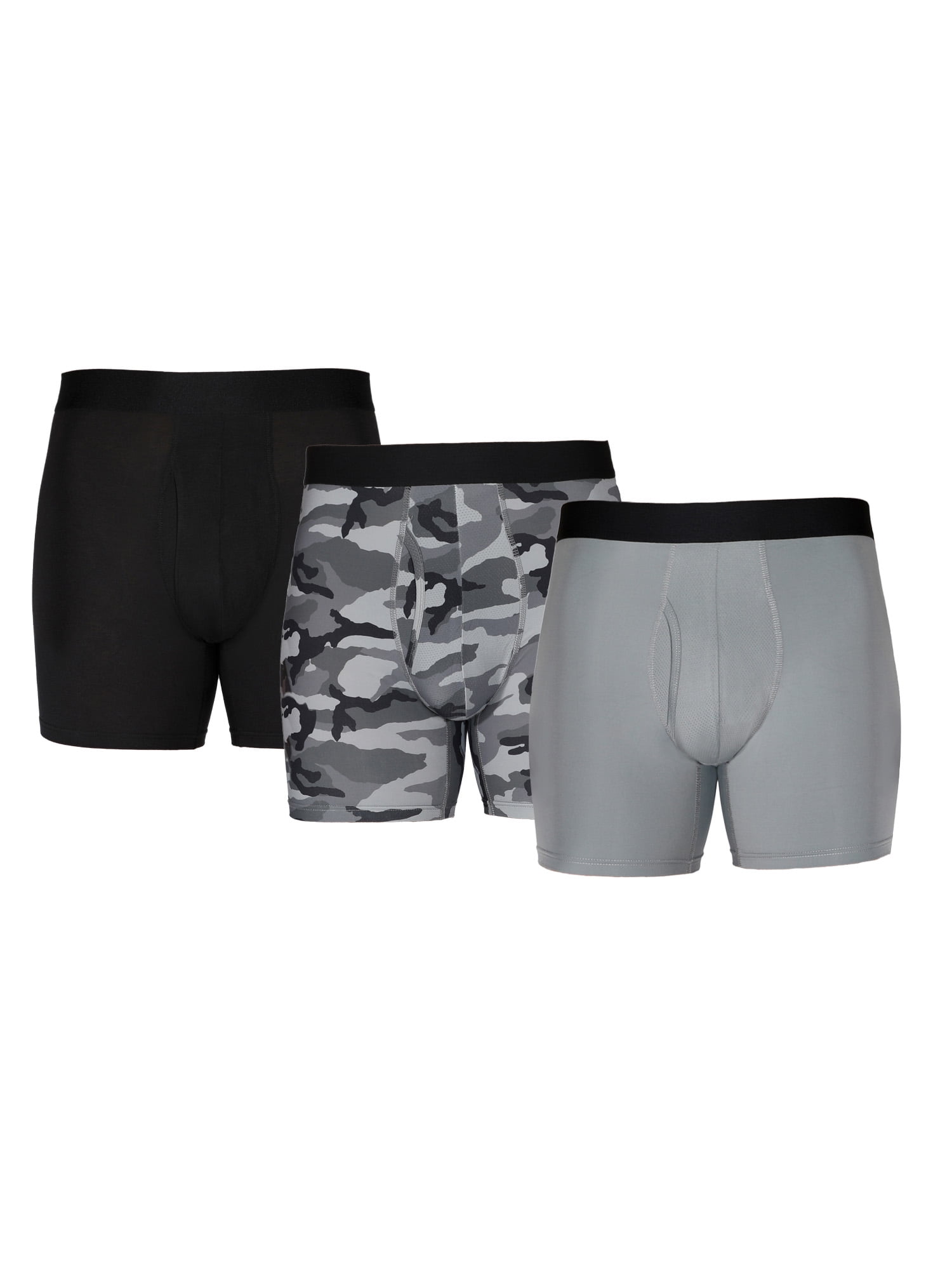 Athletic Works Men's Boxer Briefs Underwear, 3 Pack