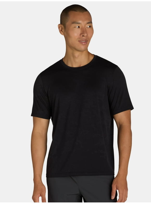 Men's Camo Jacquard Tee with Short Sleeves, Size S-3XL