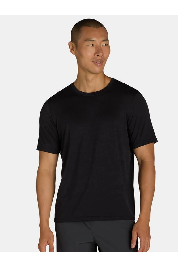 Men's Camo Jacquard Tee with Short Sleeves, Size S-3XL