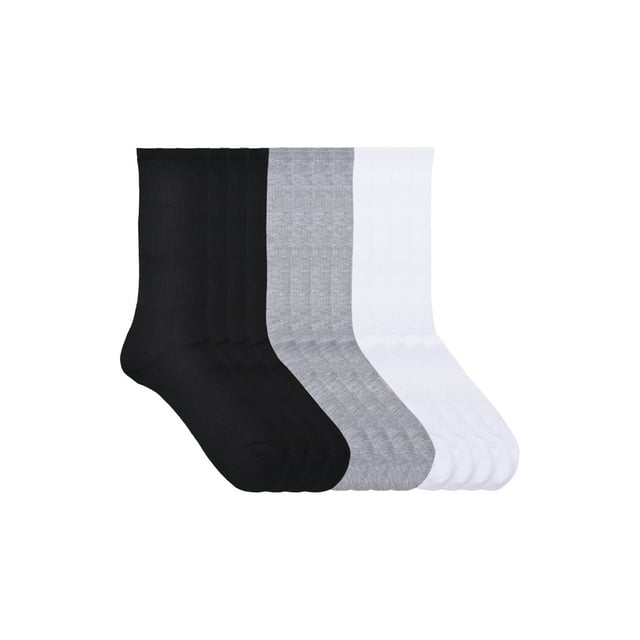 PERFECT CORNER Athletic Crew Socks - Cushioned Cotton Gym Socks With Arch Support (5-Pair Pack)