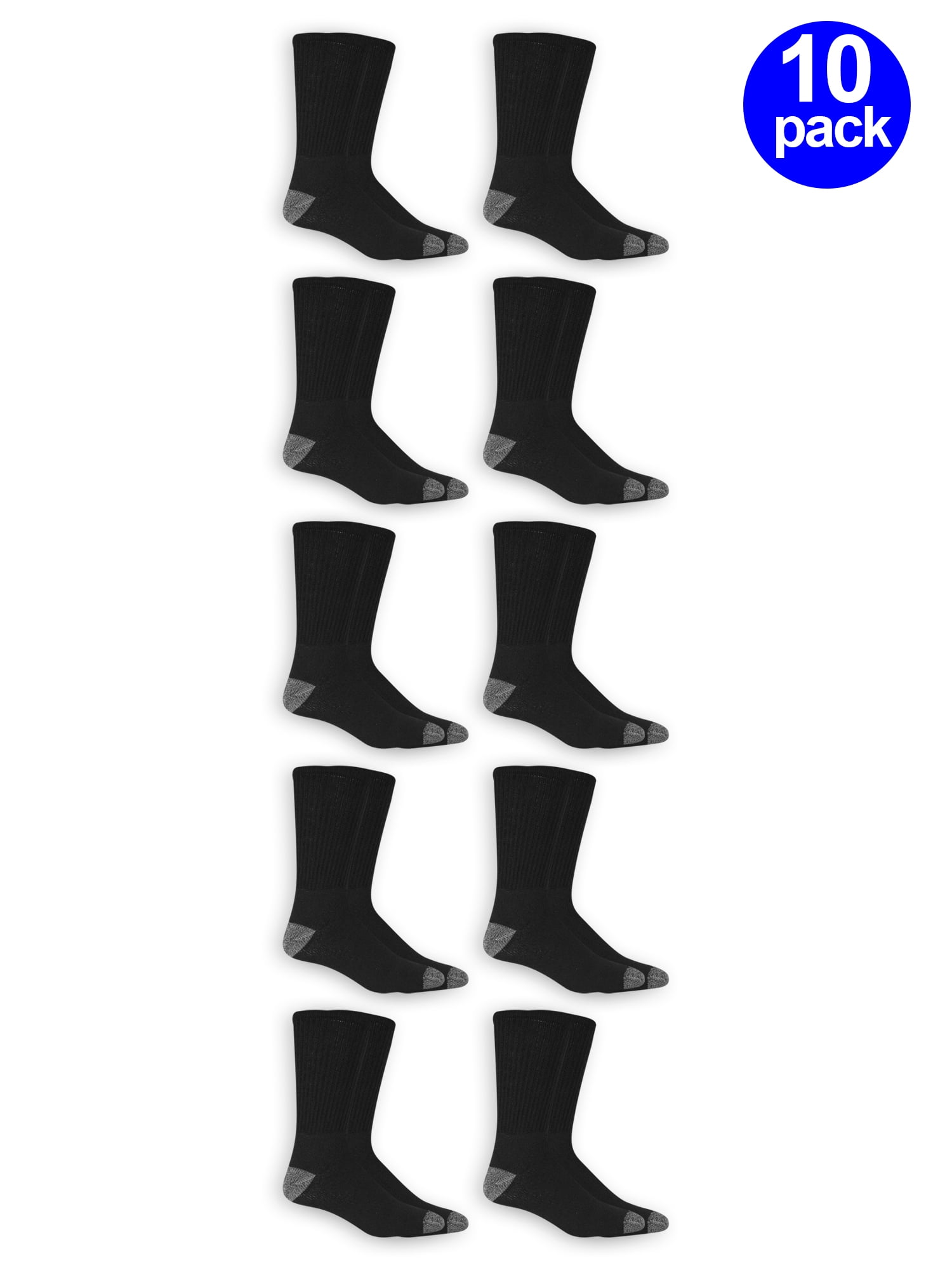 Athletic Works Men's Crew Socks, 10 Pack