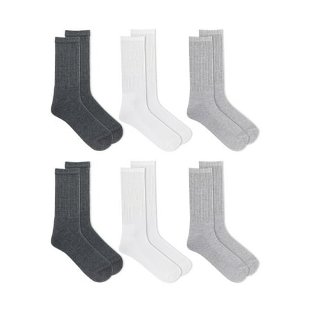 Athletic Works Men's Crew Socks, 6-Pack