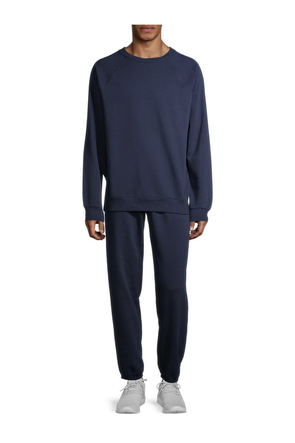 Men's Fleece 2-Piece Crew Sweatshirt and Cinch Pants Set, up to Size 2XL