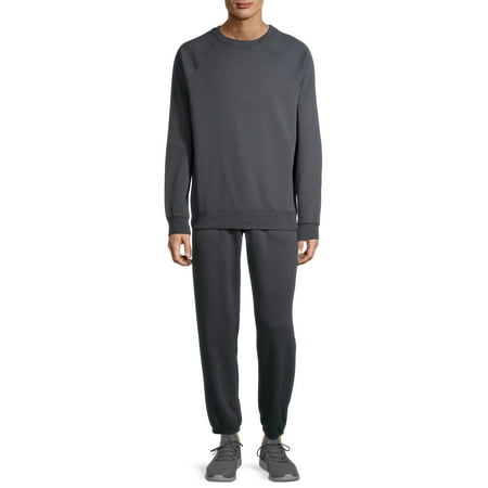 Athletic Works Men's Fleece 2-Piece Crew Sweatshirt and Cinch Pants Set, up to Size 2XL
