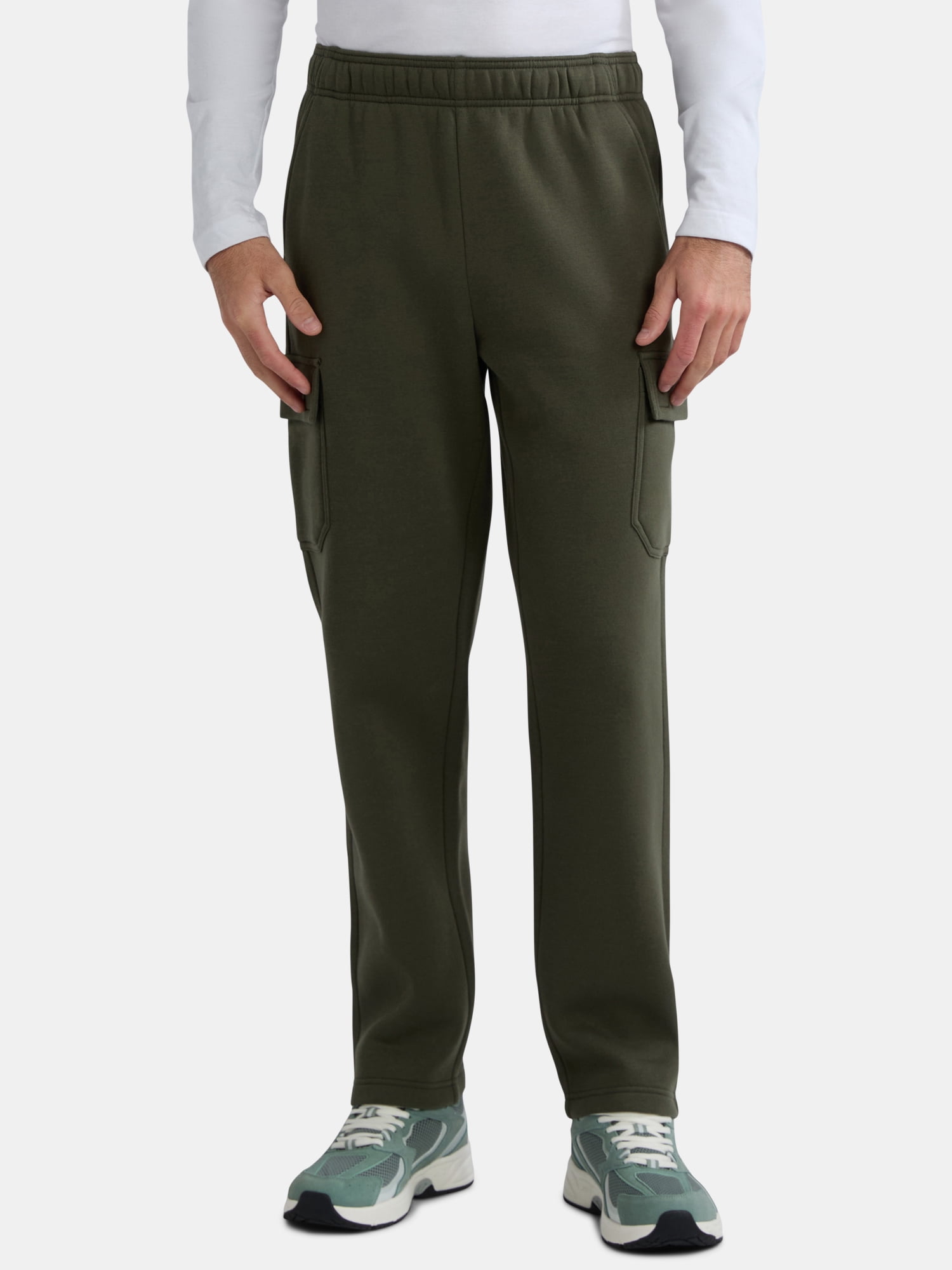 Athletic Works Men's and Big Men's Fleece Cargo Sweatpants, Sizes XS-4XLT