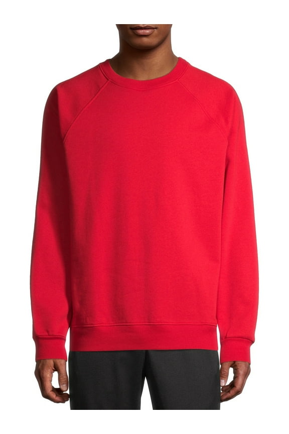 Men's Fleece Raglan Crew Sweatshirt, up to Size 2XL