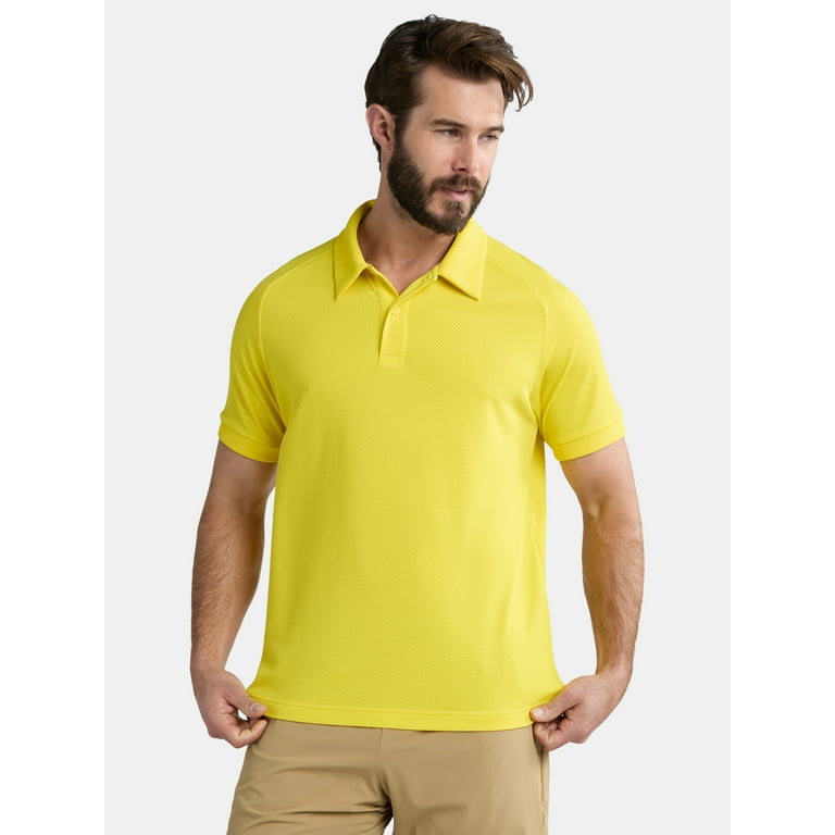 philme polo  navy×yellow size4 Athletic Works Men's & Big and Tall Men's Active Mesh Polo