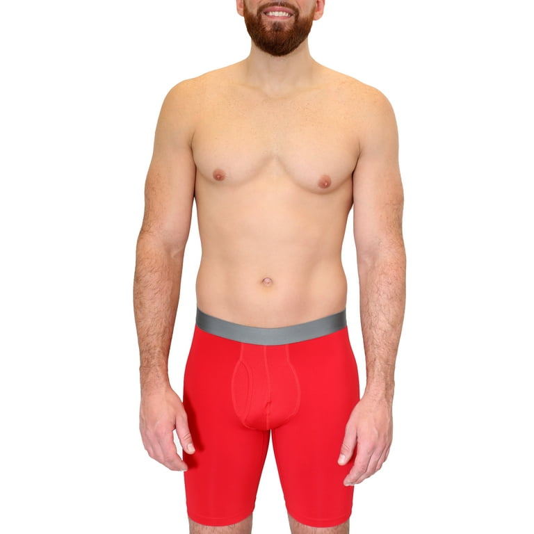 Athletic Works Men's Nylon Long Leg Boxer Briefs, 3-pack