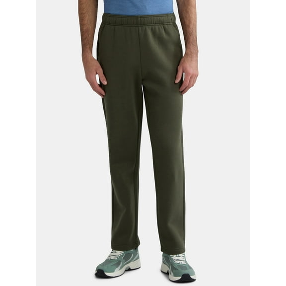 Athletic Works Men's Open Leg Fleece Pants, Sizes XS-4XL