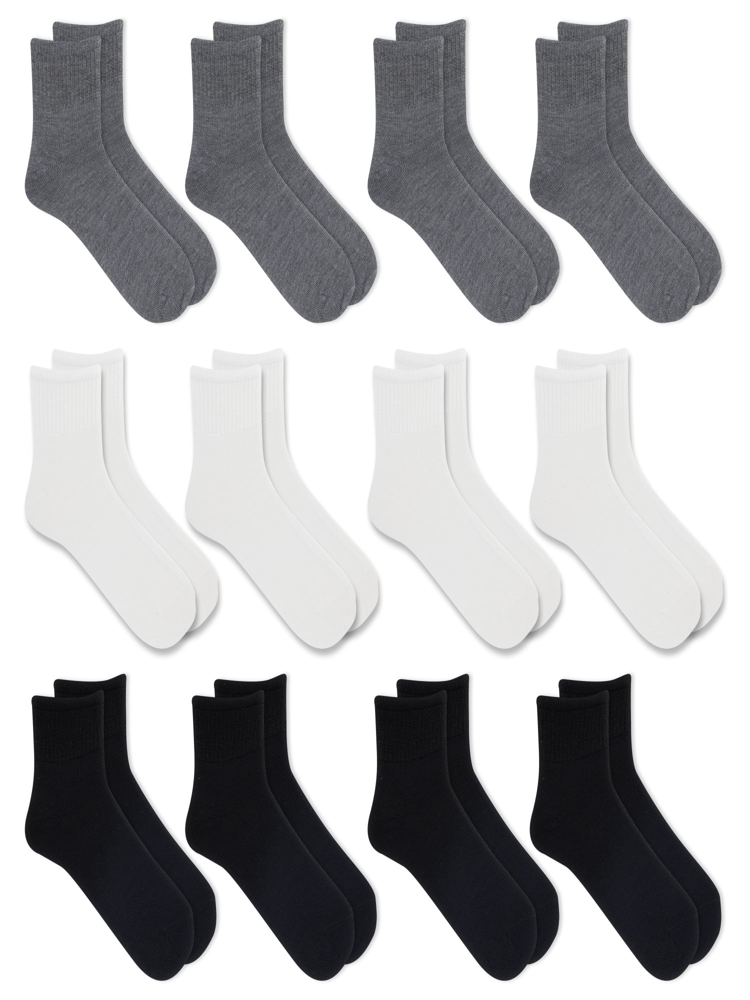 Athletic Works Men's Lightweight Ankle Socks, 12-Pack, Moisture-Wicking, Lightweight Fabric, Fits Shoe Sizes 12-15