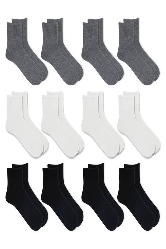 Men's Lightweight Ankle Socks, 12-Pack, Moisture-Wicking, Lightweight Fabric, Fits Shoe Sizes 6-12