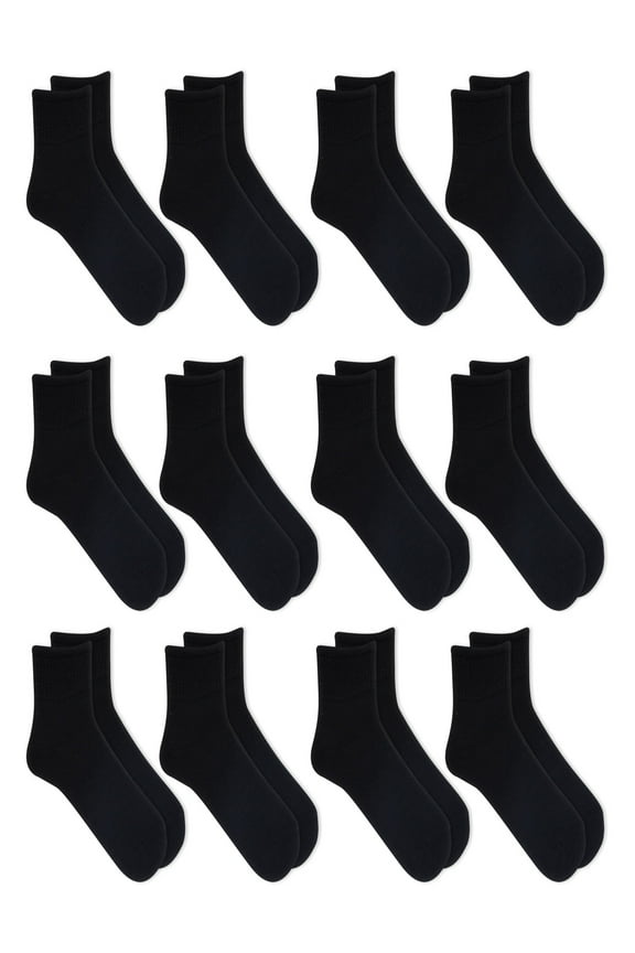Men's Lightweight Ankle Socks, 12-Pack, Moisture-Wicking, Lightweight Fabric, Fits Shoe Sizes 6-12