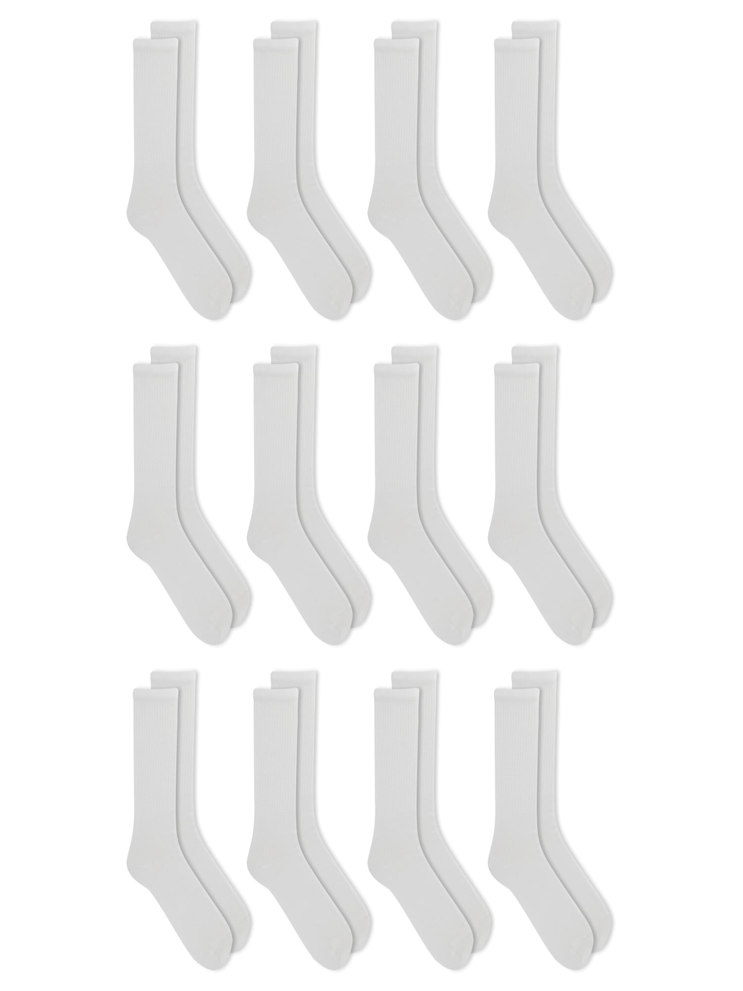 Athletic Works Men's Lightweight Crew Socks, 12-Pack, Moisture-Wicking, Lightweight Fabric, Fits Shoe Sizes 6-12
