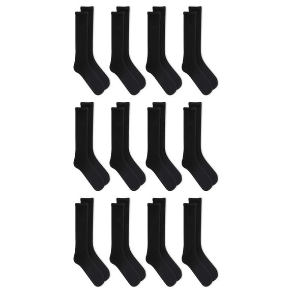Athletic Works Men's Lightweight Crew Socks, 12-Pack, Moisture-Wicking, Lightweight Fabric, Fits Shoe Sizes 6-12