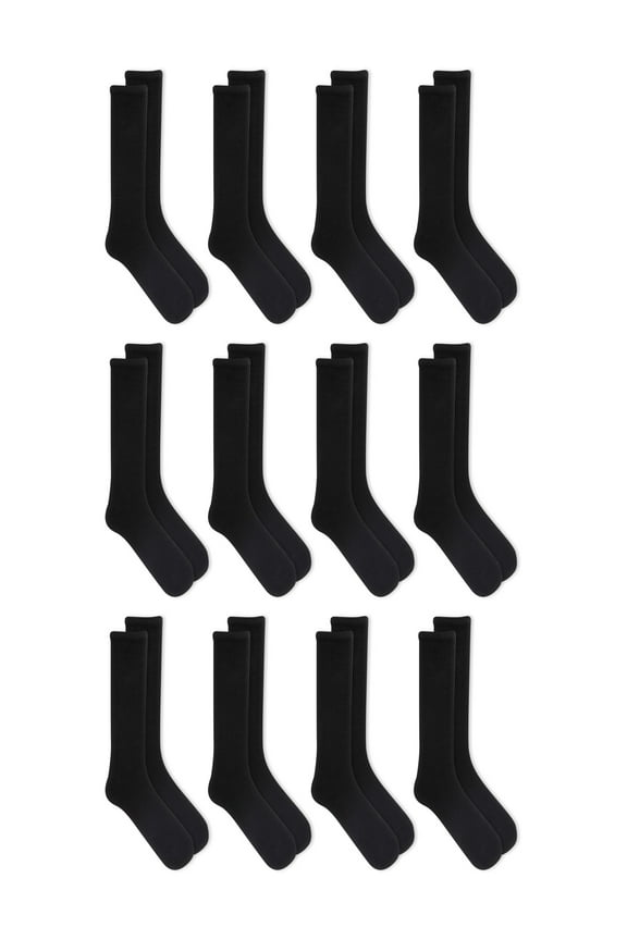 Men's Lightweight Crew Socks, 12-Pack, Moisture-Wicking, Lightweight Fabric, Fits Shoe Sizes 6-12