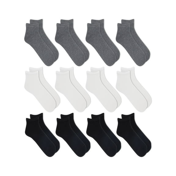 Athletic Works Men's Lightweight Low Cut Socks, 12-Pack, Moisture-Wicking, Lightweight Fabric, Fits Shoe Sizes 12-15