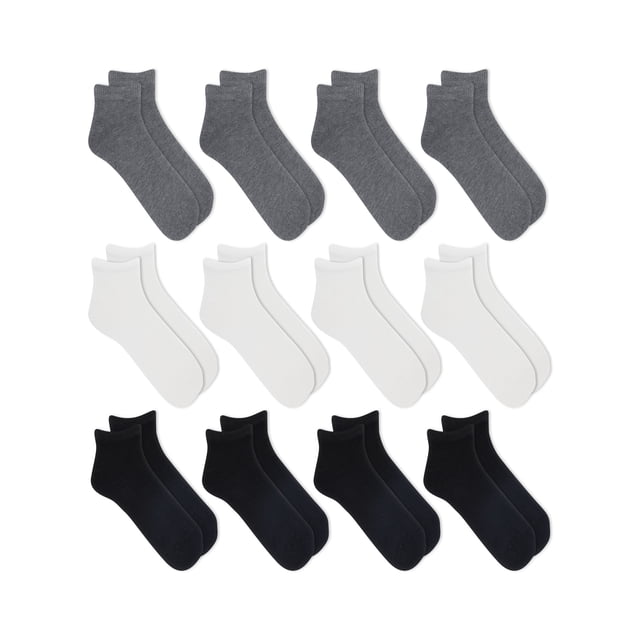 Athletic Works Men's Lightweight Low Cut Socks, 12-Pack, Moisture-Wicking, Lightweight Fabric, Fits Shoe Sizes 6-12