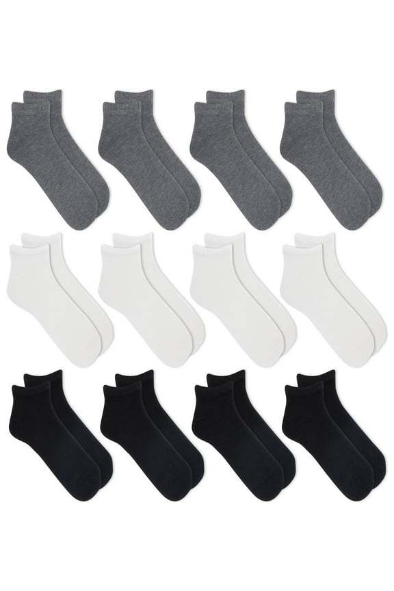 Men's Lightweight Low Cut Socks, 12-Pack, Moisture-Wicking, Lightweight Fabric, Fits Shoe Sizes 6-12