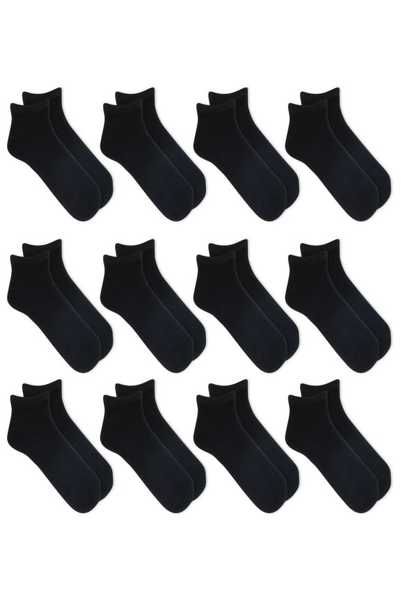 Men's Lightweight Low Cut Socks, 12-Pack, Moisture-Wicking, Lightweight Fabric, Fits Shoe Sizes 6-12