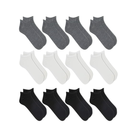 Athletic Works Men's Lightweight No Show Socks, 12-Pack, Moisture-Wicking, Lightweight Fabric, Fits Shoe Sizes 6-12