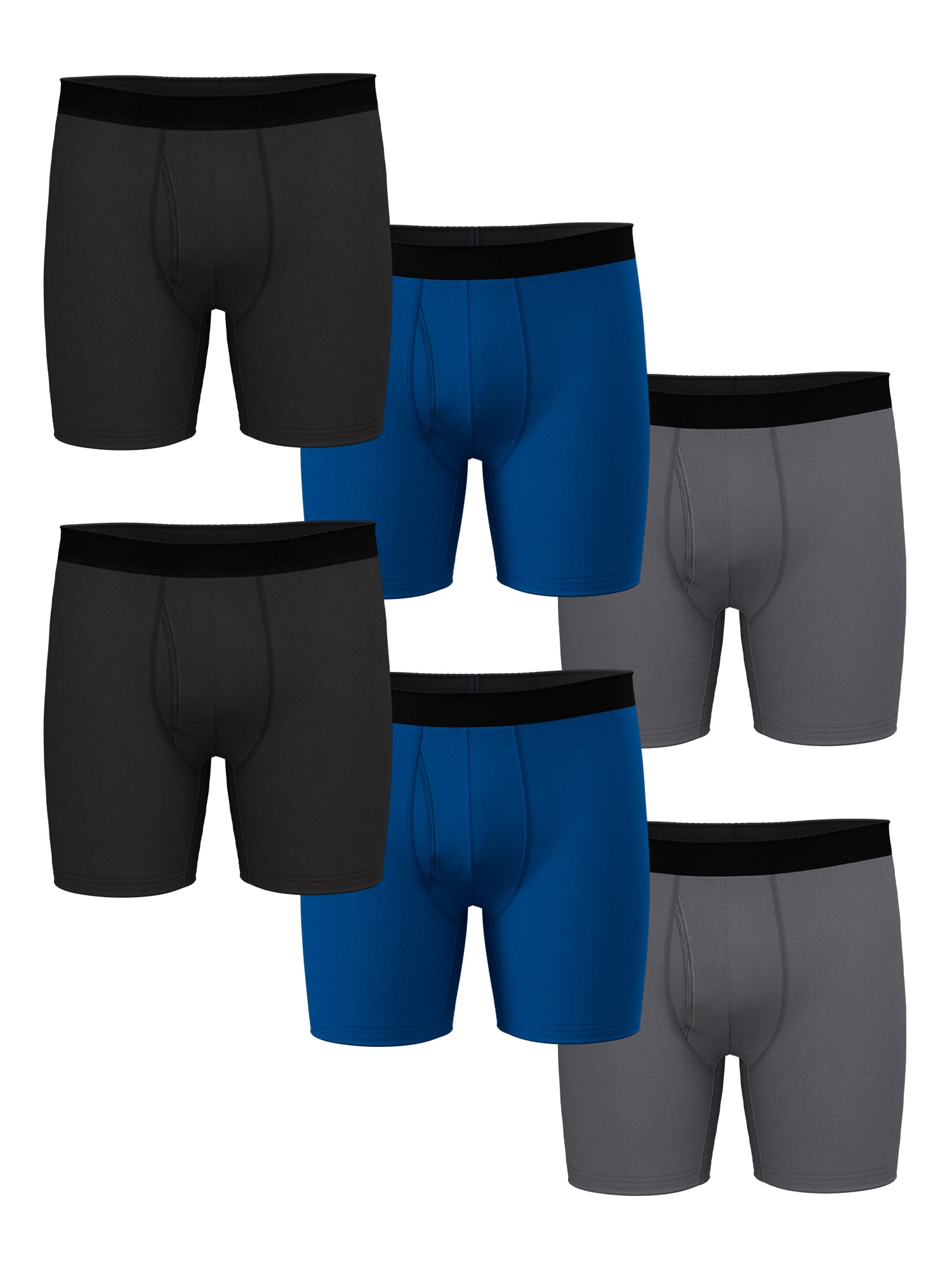 Athletic Works Men's Performance Cotton Boxer Brief Set, Boxer Briefs Underwear for Men, 3XL, 6 Pack