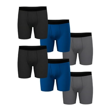 Athletic Works Men's Performance Cotton Boxer Brief Set, Boxer Briefs Underwear for Men, L, 6 Pack