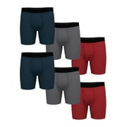 Athletic Works Men's Performance Cotton Boxer Brief, 6 Pack