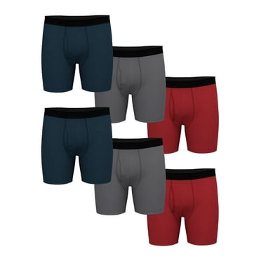 Athletic Works Men's Performance Cotton Boxer Brief, 6 Pack