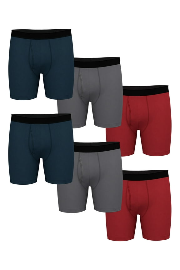 Men's Performance Cotton Boxer Brief, 6 Pack